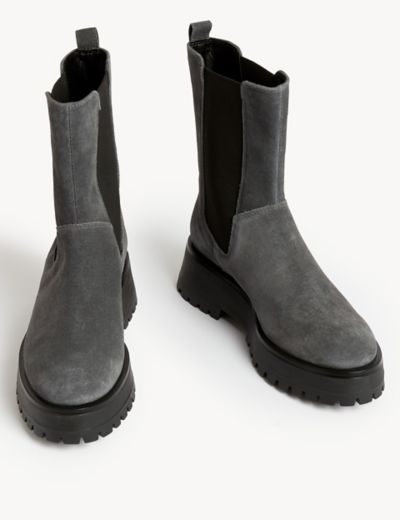Suede Chelsea Flatform Boots